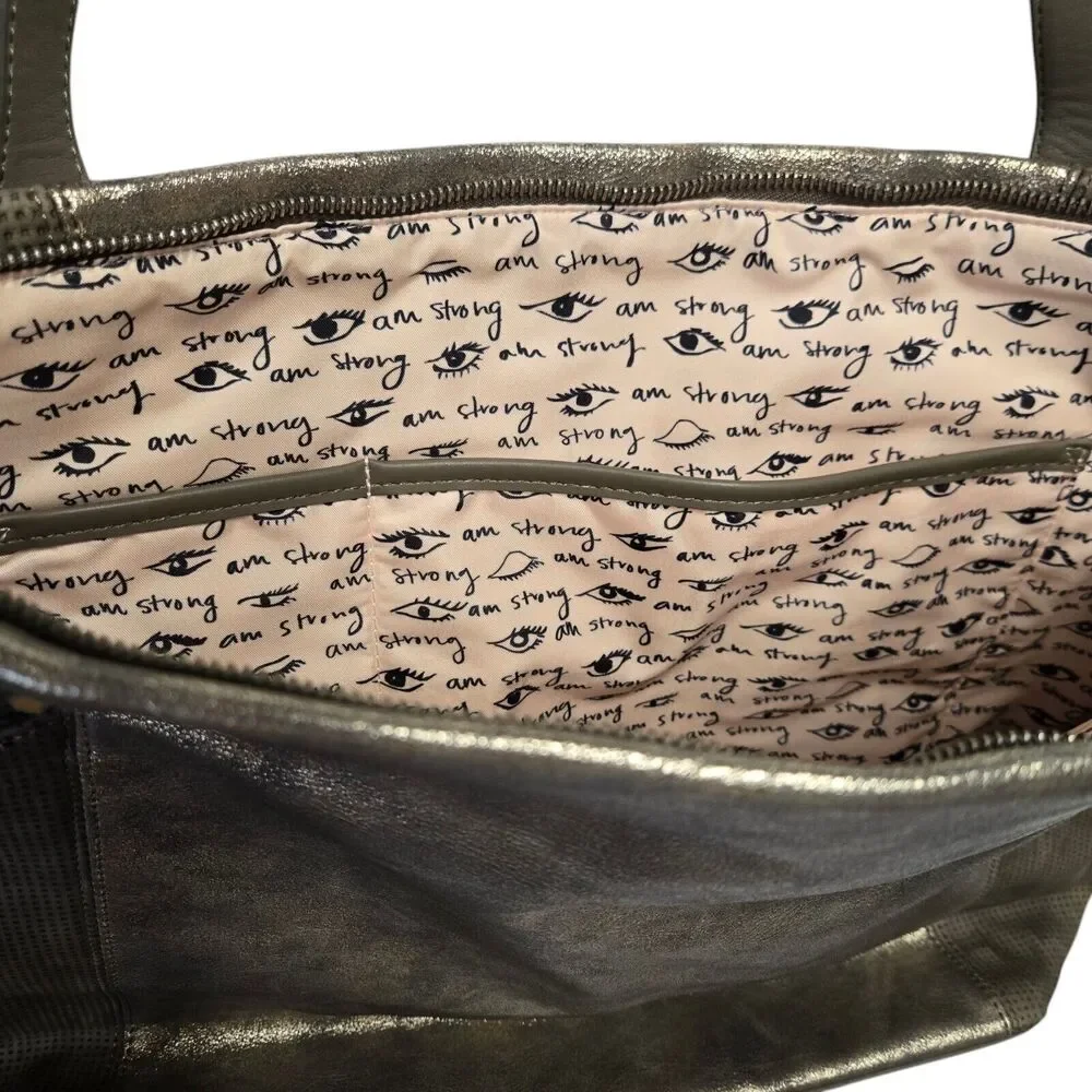 Stella & Dot Bleeker Gold Metallic Zip Top Tote Travel School Baby-bag‎ Market